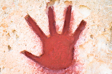 Image showing Red hand on stone - graphic gothic element