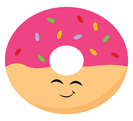 Image showing Happy donut, vector or color illustration.