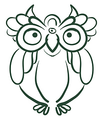 Image showing An owl with round eyes vector or color illustration