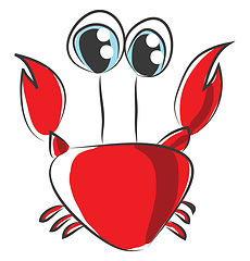 Image showing Cartoon of red crab vector illustration on white background.