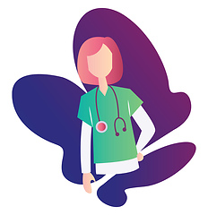Image showing Vector illustration with many colors of a medical nurse on a whi