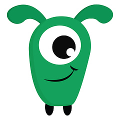 Image showing A green smiling monster vector or color illustration