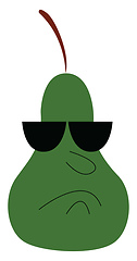 Image showing Green Pear fruit with sunglass vector or color illustration