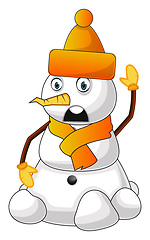 Image showing Snowman with orange hat illustration vector on white background