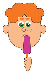 Image showing Image of boy with ice cream, vector or color illustration.