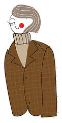 Image showing Abstract cartoon of a short haired girl in brown coat vector ill