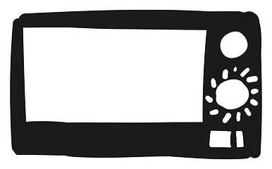 Image showing Drawing of a black-colored microwave oven vector or color illust