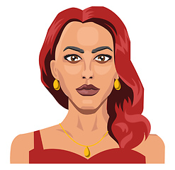 Image showing Beautiful girl with red hair illustration vector on white backgr