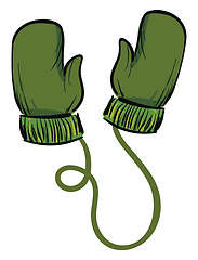 Image showing A pair of green winter gloves vector or color illustration