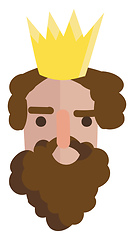 Image showing Portrait of a king with mustache and beard and golden crown  vec