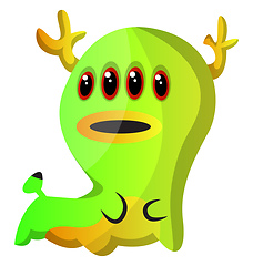 Image showing Green four eyed monster illustration vector on white background