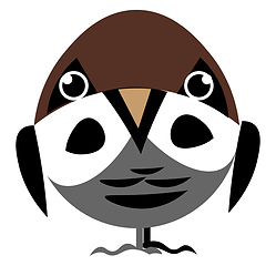 Image showing Cartoon sparrow with eyes and legs set on isolated white backgro