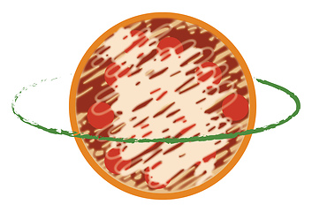 Image showing Cartoon pizza planet vector or color illustration