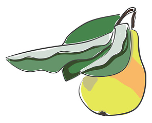 Image showing Pear with leaves vector or color illustration