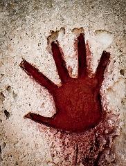 Image showing Red hand on stone - graphic gothic element