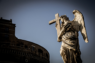 Image showing Catholic angel with cross