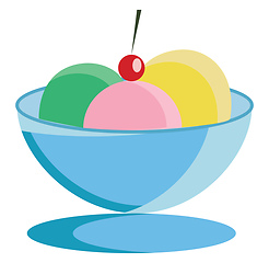 Image showing Ice cream sundae with cherry decoration vector or color illustra