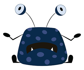 Image showing Blue monster with big eyes, vector color illustration.