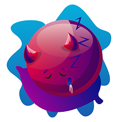 Image showing Sleepy cartoon purple monster vector illustartion on white backg