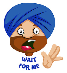 Image showing Muslim human emoji with wait for me expression, illustration, ve