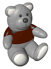 Image showing Grey teddy bear in red sweater vector illustration on white back