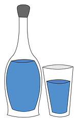 Image showing A cute glass water bottle vector or color illustration