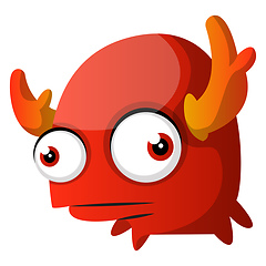 Image showing Confused red monster with horns illustration vector on white bac