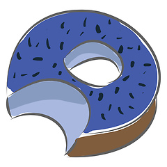 Image showing Vector illustration of a blue donut with bitemark on white backg