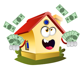 Image showing House is throwing money, illustration, vector on white backgroun