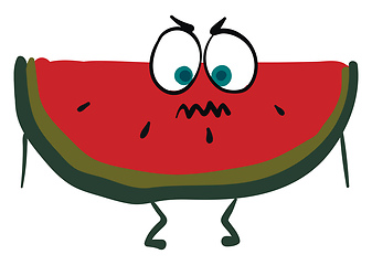 Image showing Image of angry watermelon, vector or color illustration.