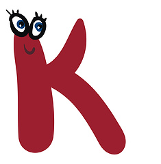Image showing Alphabet capital k emoji in red color vector or color illustrati