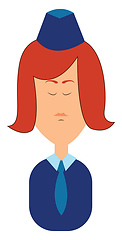 Image showing Clipart character of a stewardess in her blue uniform vector or 