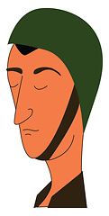 Image showing Simple cartoon portraite of a soldier in a green helmet vector i