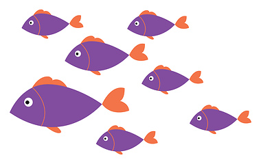 Image showing Minimalistic drawing of a regular pattern of purple fish vector 