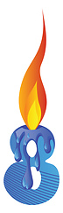 Image showing Blue number eight burning illustration vector on white backgroun