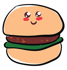 Image showing Image of cute burger, vector or color illustration.