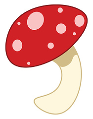 Image showing A beautiful mushroom with red and white cap grey stem vector col