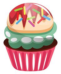 Image showing Colorful cupcake with sprinklesillustration vector on white back