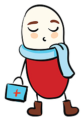 Image showing Cute vector illustration of a red medical pill wearing a suitcas