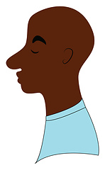 Image showing Sad face of a bald man wearing a blue shirt vector color drawing