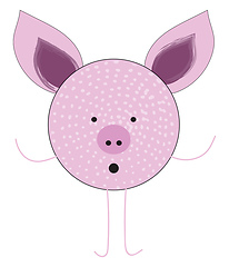 Image showing Cartoon purple-colored pig vector or color illustration