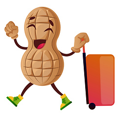 Image showing Peanut going on trip, illustration, vector on white background.