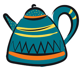 Image showing Light blue teapot vector illustration on white background