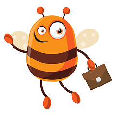 Image showing Bee going to work, illustration, vector on white background.