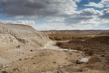 Image showing Trekking in Negev dramatic stone desert, Israel 