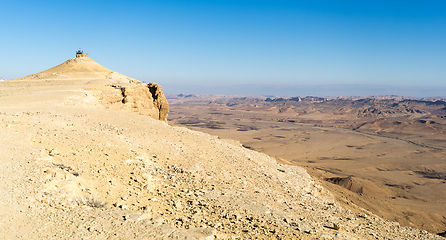 Image showing Trekking in Negev dramatic stone desert, Israel 