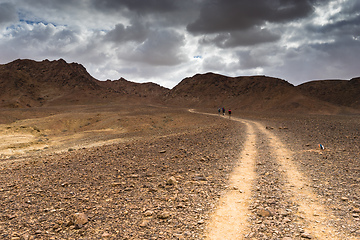 Image showing Trekking in Negev dramatic stone desert, Israel 