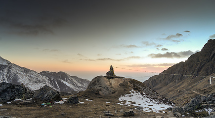 Image showing Romantic sunset in Himalaya mountain