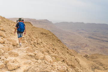 Image showing Hiking in israeli stone desert