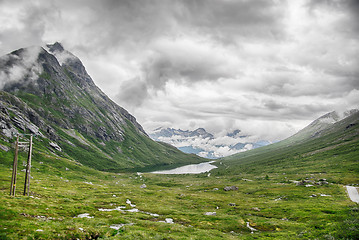 Image showing Dramatic norwegian landscape in cold summer